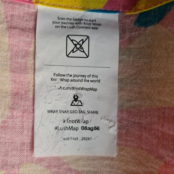 LUSH 100% Organic Cotton Bright Colourful Abstract Pattern Square The Knot Wrap - Picture 5 of 6